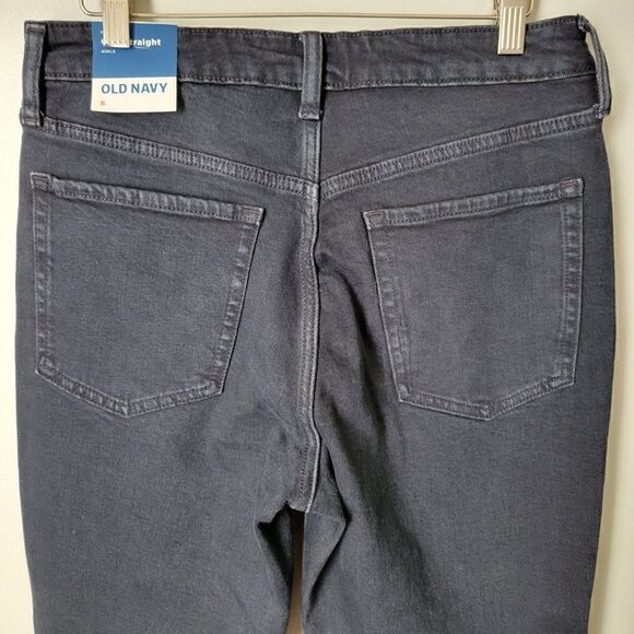 NWT OLD NAVY O.G. STRAIGHT HIGH RISE JEANS BLACK RIPPED SIZE 8 - Picture 5 of 16